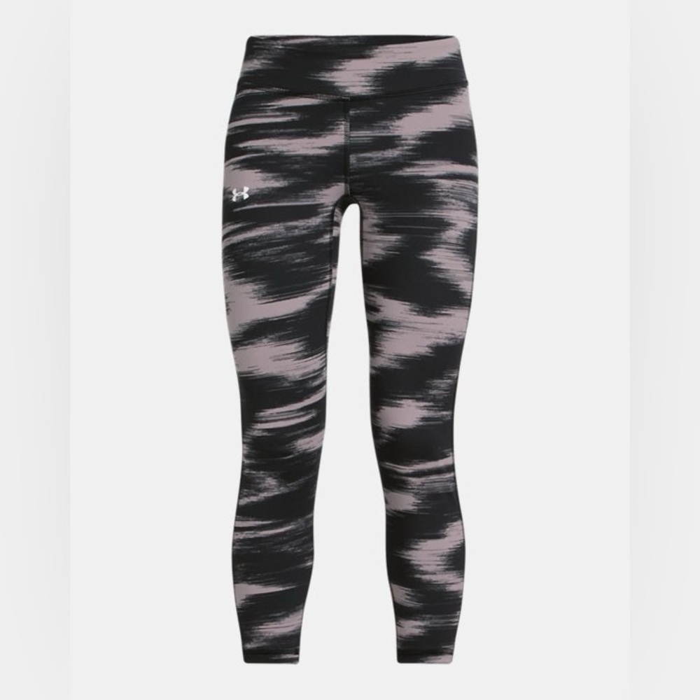 Under Armour Girls Black and Gray Patterned Ankle Crop Leggings- YXL